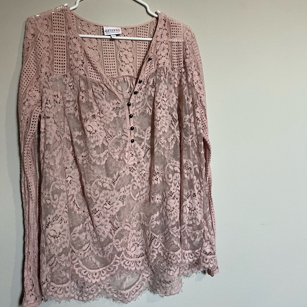 Lace button down long sleeve